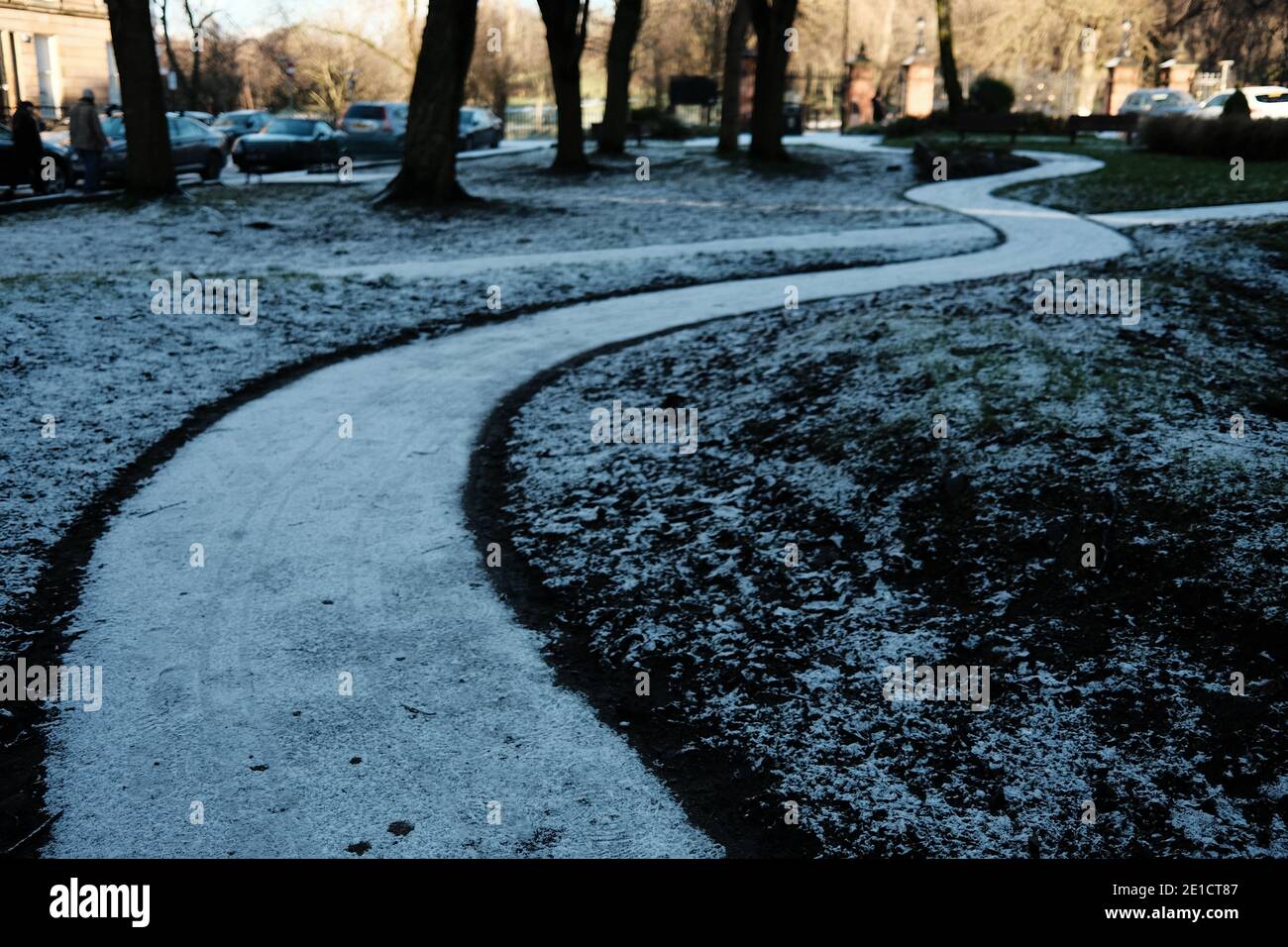 Frozen path, Glasgow Stock Photo