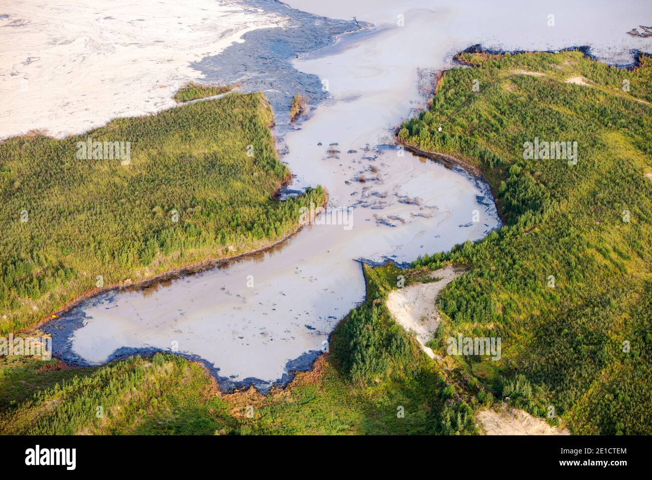 The tailings pond at a mine north of Fort McMurray, Alberta, Canada