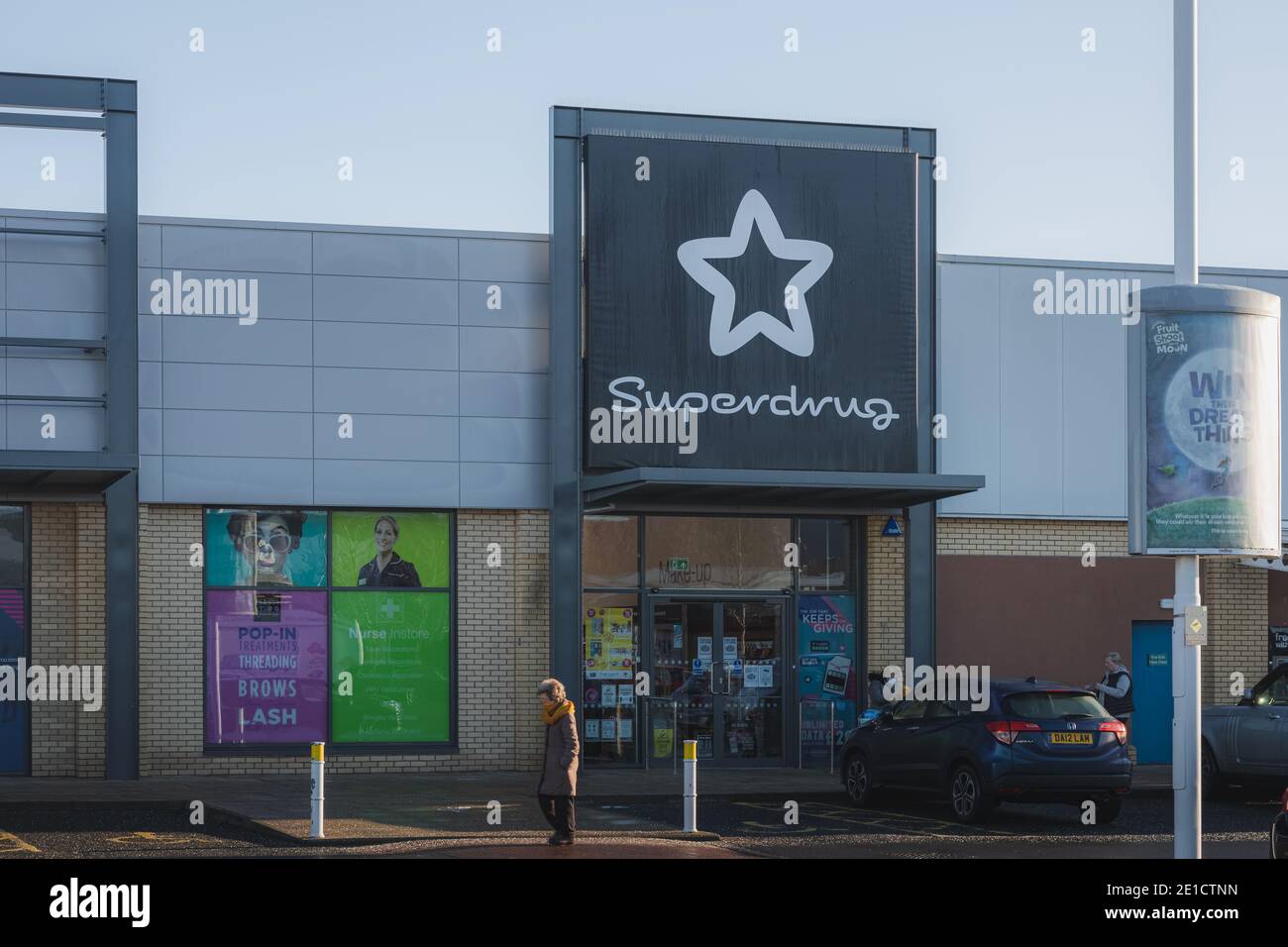 Edinburgh, Scotland - January 6 2021: Superdrug location at Craigleith Retail Park in Edinburgh. Superdrug is the UK's second largest beauty and healt Stock Photo