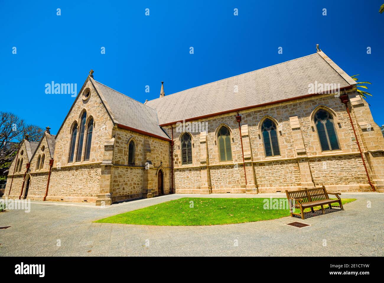 St John's Anglican Church or St John the Evangelist Church in High Street, is an Anglican Catholic church in Fremantle, Western Australia in West End Stock Photo