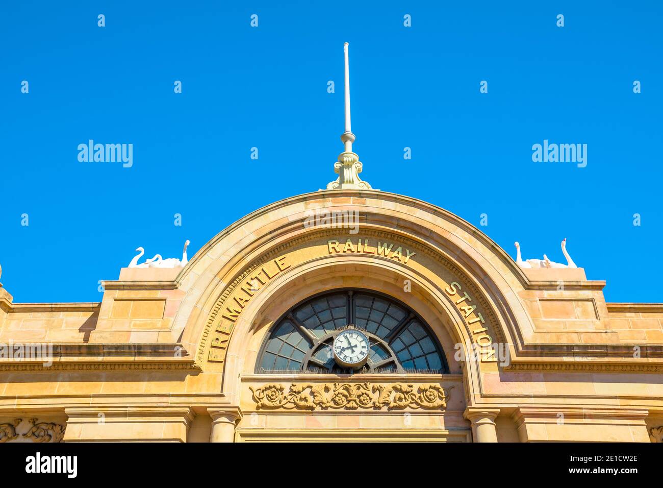 Fremantle railway station, historical landmark in the heart of city of Fremantle, old building of historical and cultural interest in central area of Stock Photo