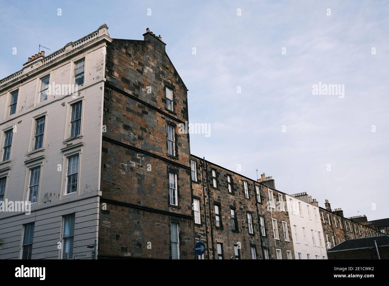 Side of a tenement building and brickwork, Glasgow west end/city centre. Stock Photo
