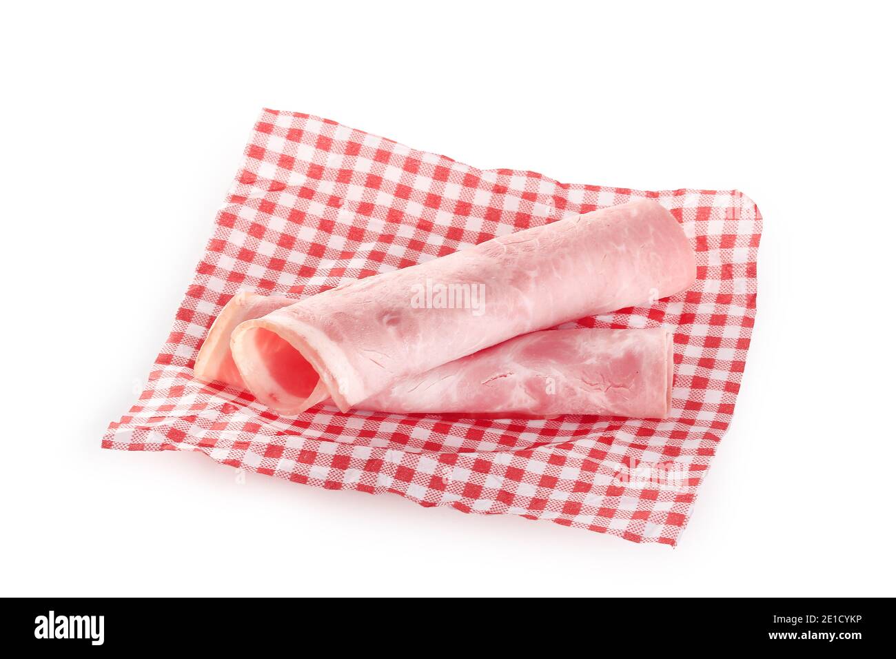 slice of ham on white background, pork, fresh meat Stock Photo