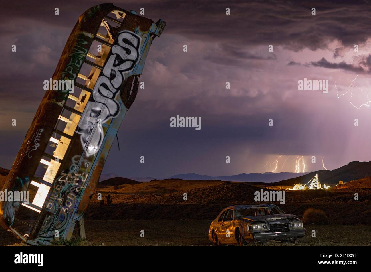 Car Forest during storm, Tonopah, Nevada, USA Stock Photo Alamy