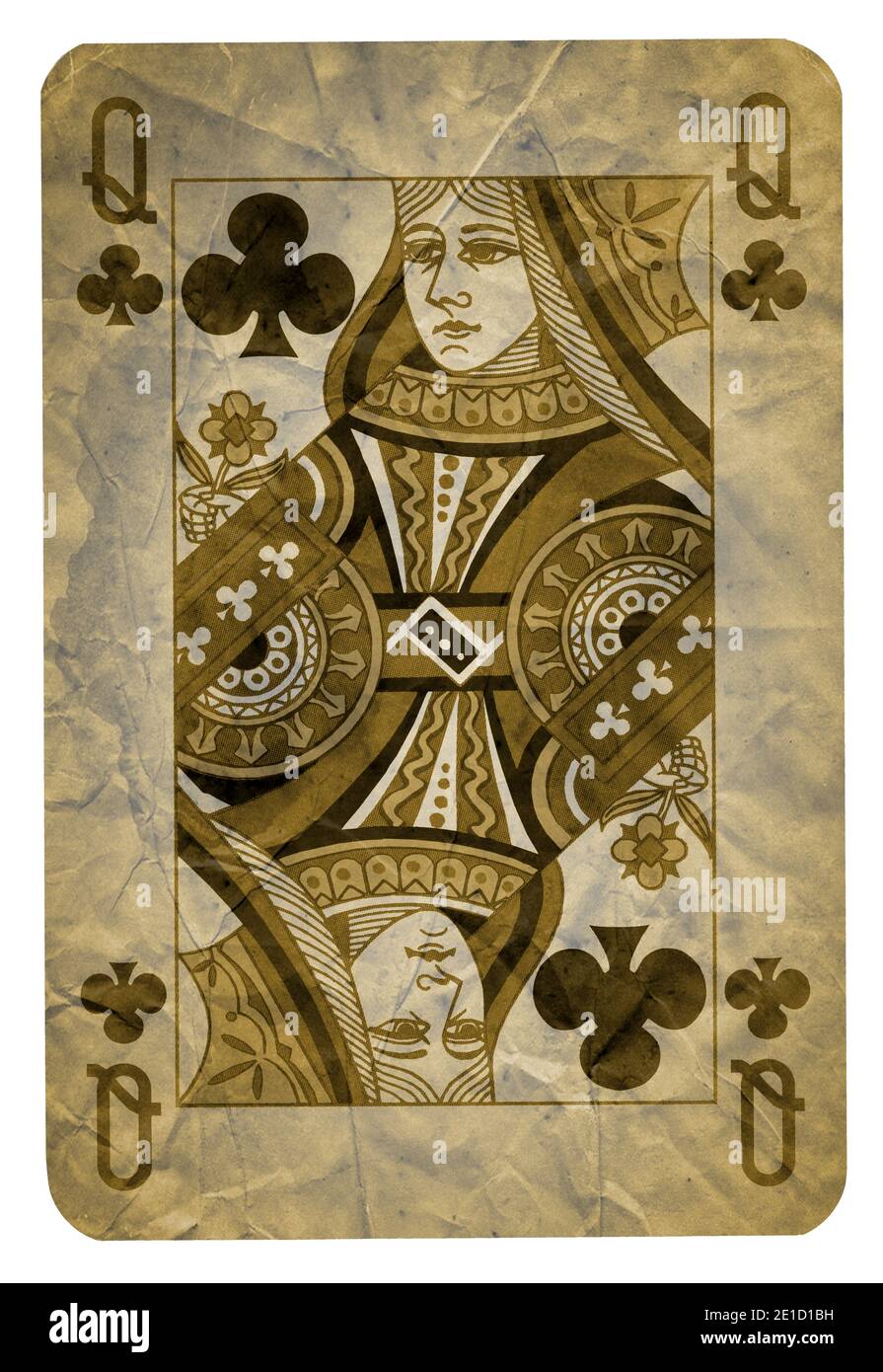 Vintage Playing cards of Clubs suit, isolated on white background ...
