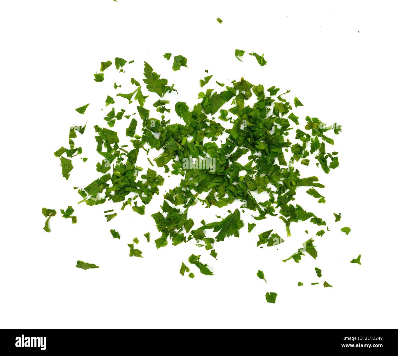 Fresh green chopped parsley leaves isolated on white background and ...