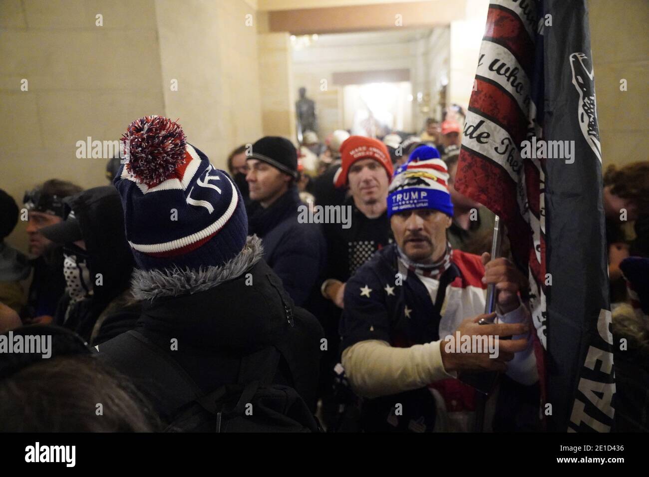 Washington, USA. 06th Jan, 2021. Protestors enter the Capitol building during a joint session of Congress in Washington, DC on Wednesday, January 6, 2021. The joint session of the House and Senate was sent to recess after the breach as it convened to confirm the Electoral College votes cast in November's election. (Photo by Chris Kleponis/Sipa USA) Credit: Sipa USA/Alamy Live News Stock Photo