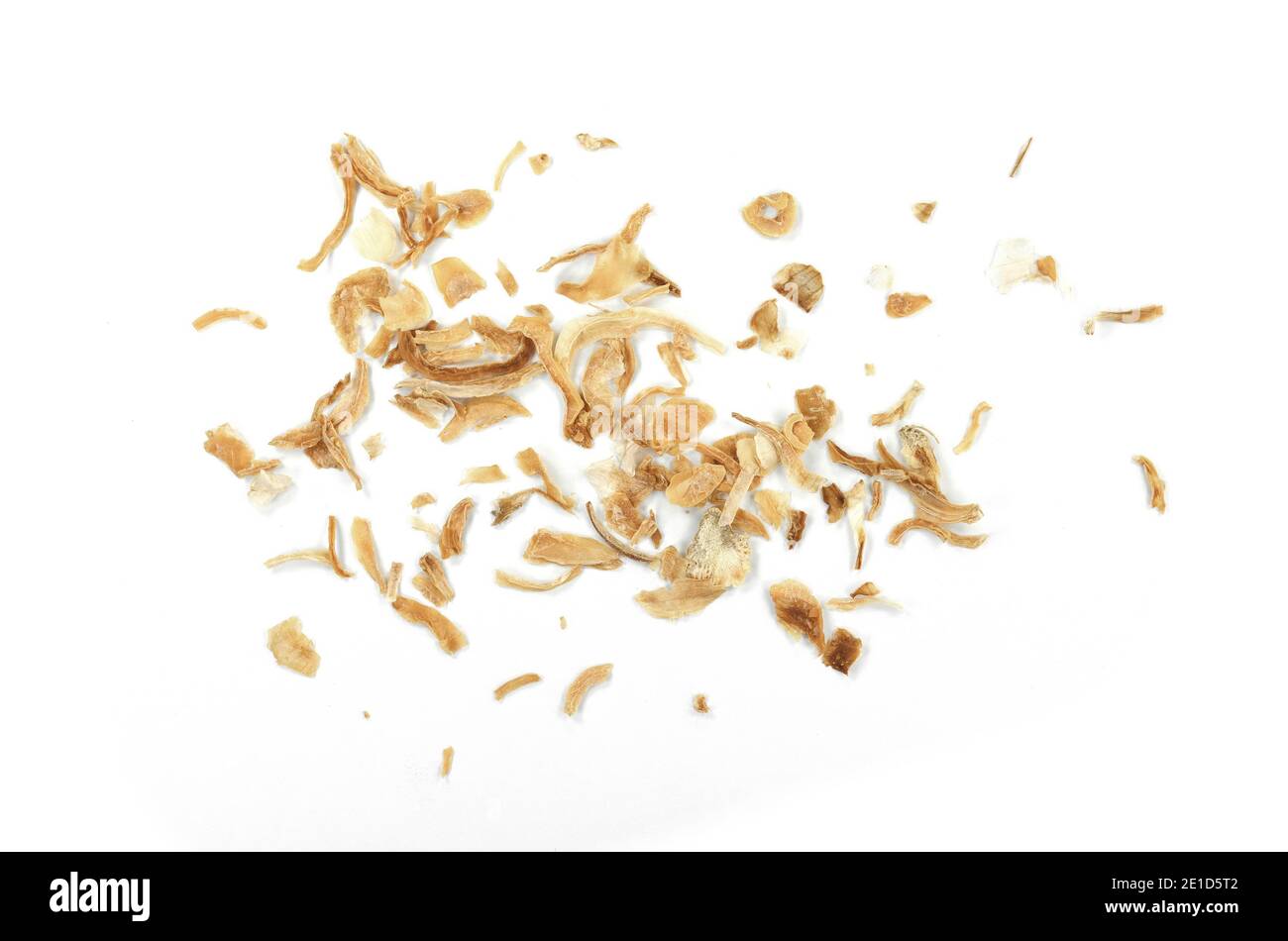 Dried Minced Onions on a White Background. Onion flakes isolated on