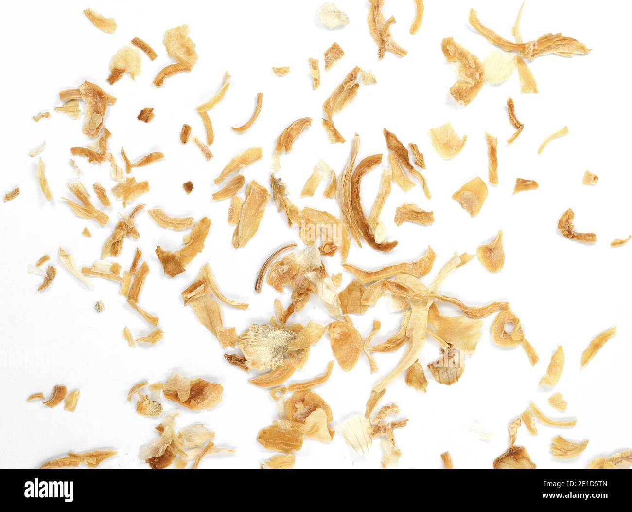 Dried Minced Onions on a White Background. Onion flakes isolated on