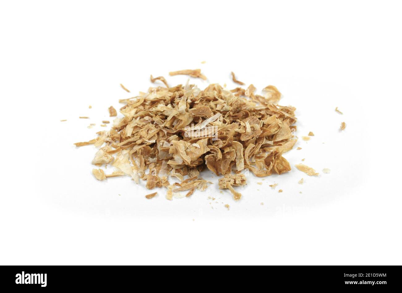 Dried Minced Onions on a White Background. Onion flakes isolated on
