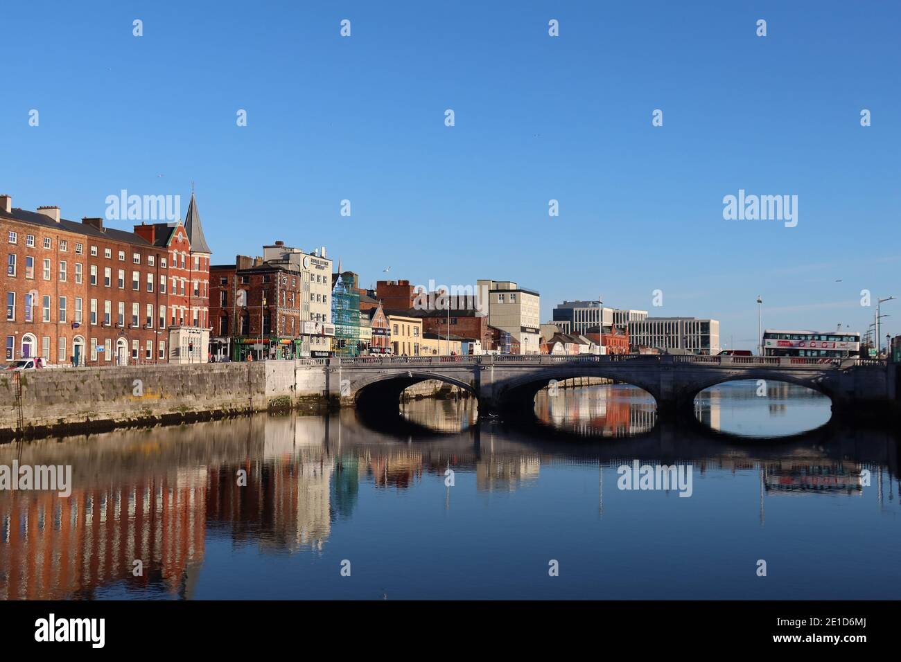 St Patrick bridge with bus  on the River Lee,Cork City,County Cork,Munster,Ireland, Stock Photo