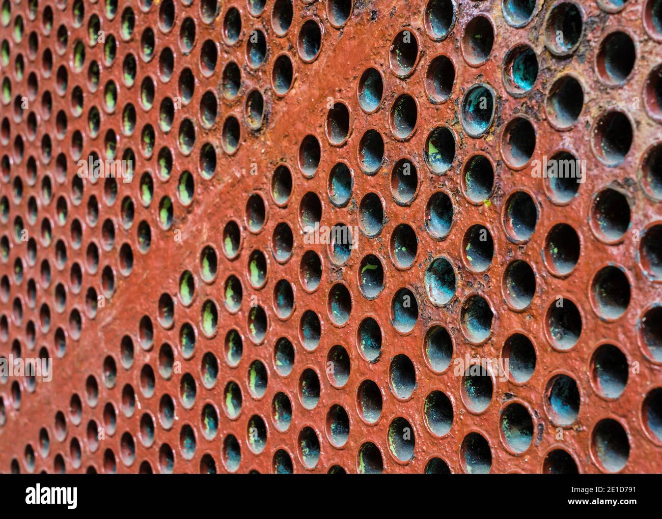 detail of a scrapped heat exchanger uinit Stock Photo