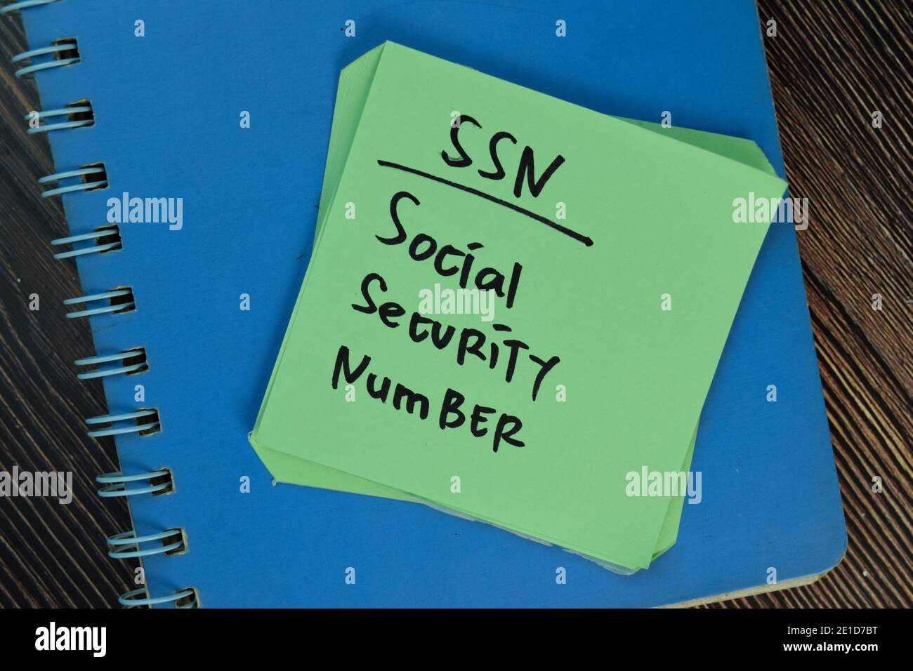 SSN - Social Security Number write on sticky notes isolated on