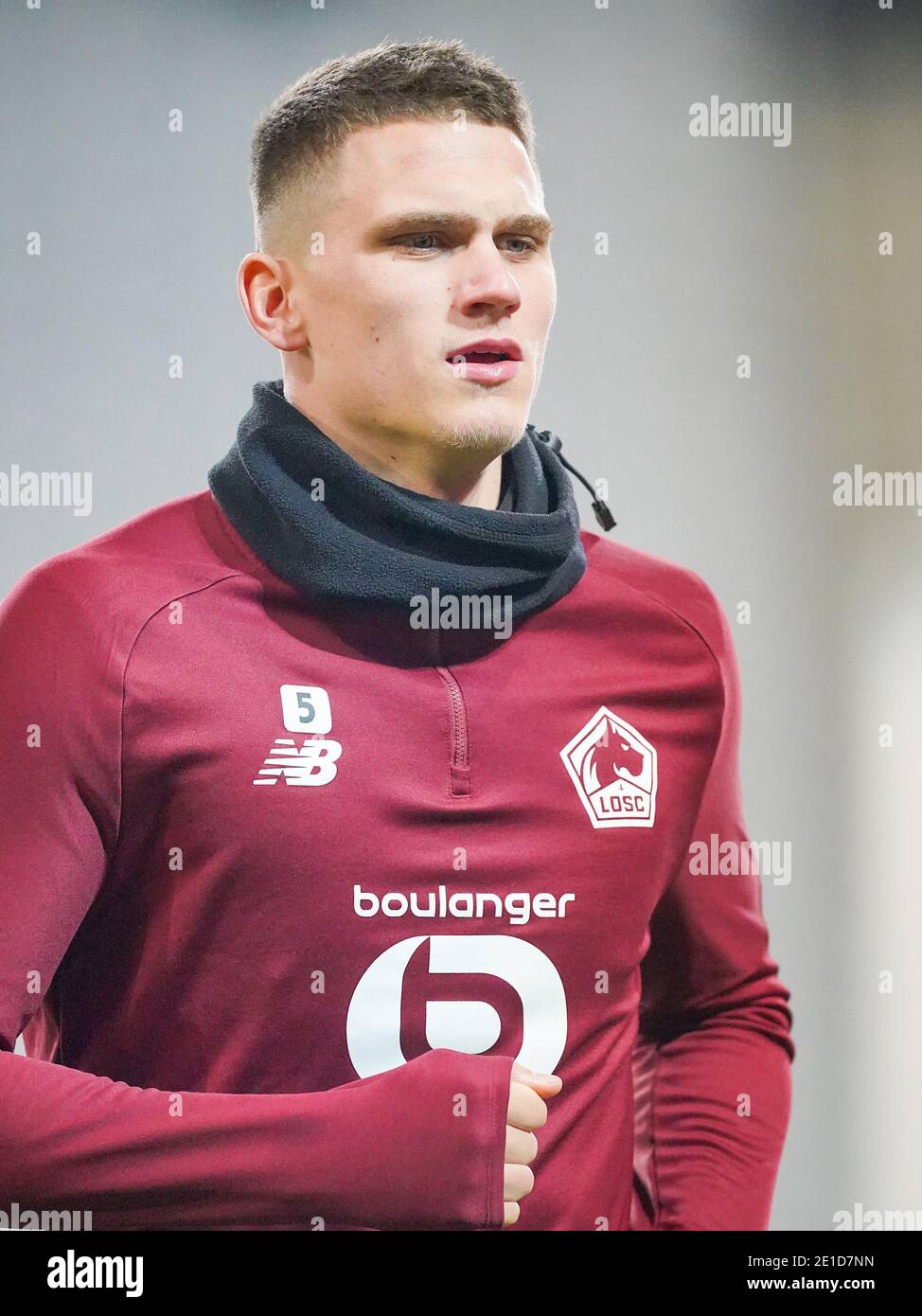 LILLE, FRANCE - JANUARY 6: Sven Botman of Lille OSC before the Ligue 1 match between Lille OSC and Angers SCO at Stade Pierre Mauroy on January 6, 2021 in Lille, France (Photo by Jeroen Meuwsen/BSR Agency/Alamy Live News)*** Local Caption *** Sven Botman Stock Photo
