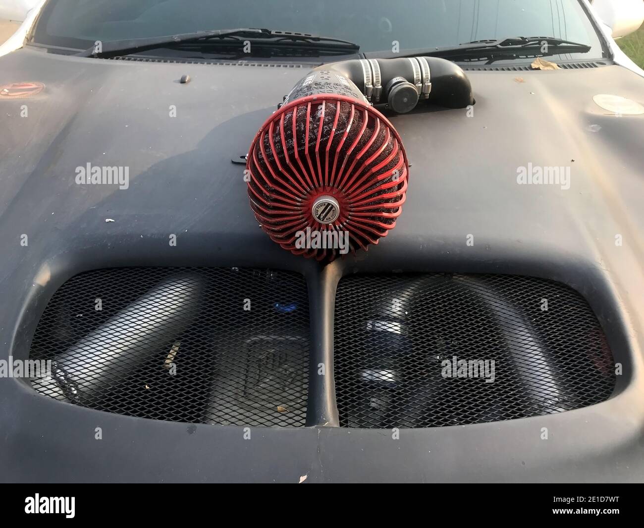 SAMUT PRAKAN, THAILAND, FEB 07 2020, The front hood of a sports car with  attached air filter Stock Photo - Alamy