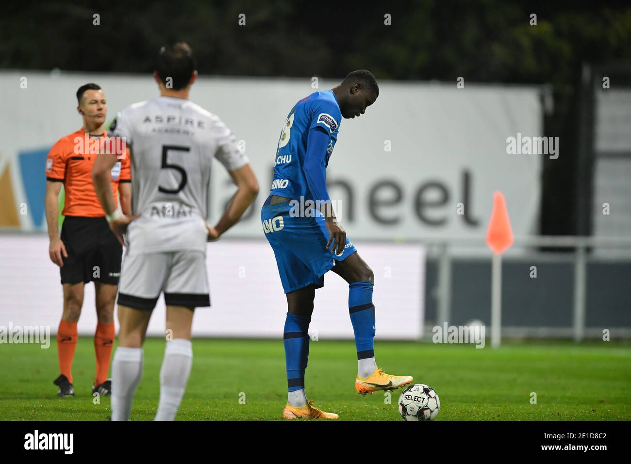 Genk's Paul Onuachu is pictured during a soccer match between KAS Eupen and KRC Genk, Wednesday 06 January 2021 in Eupen, a postponed game of day 18 o Stock Photo