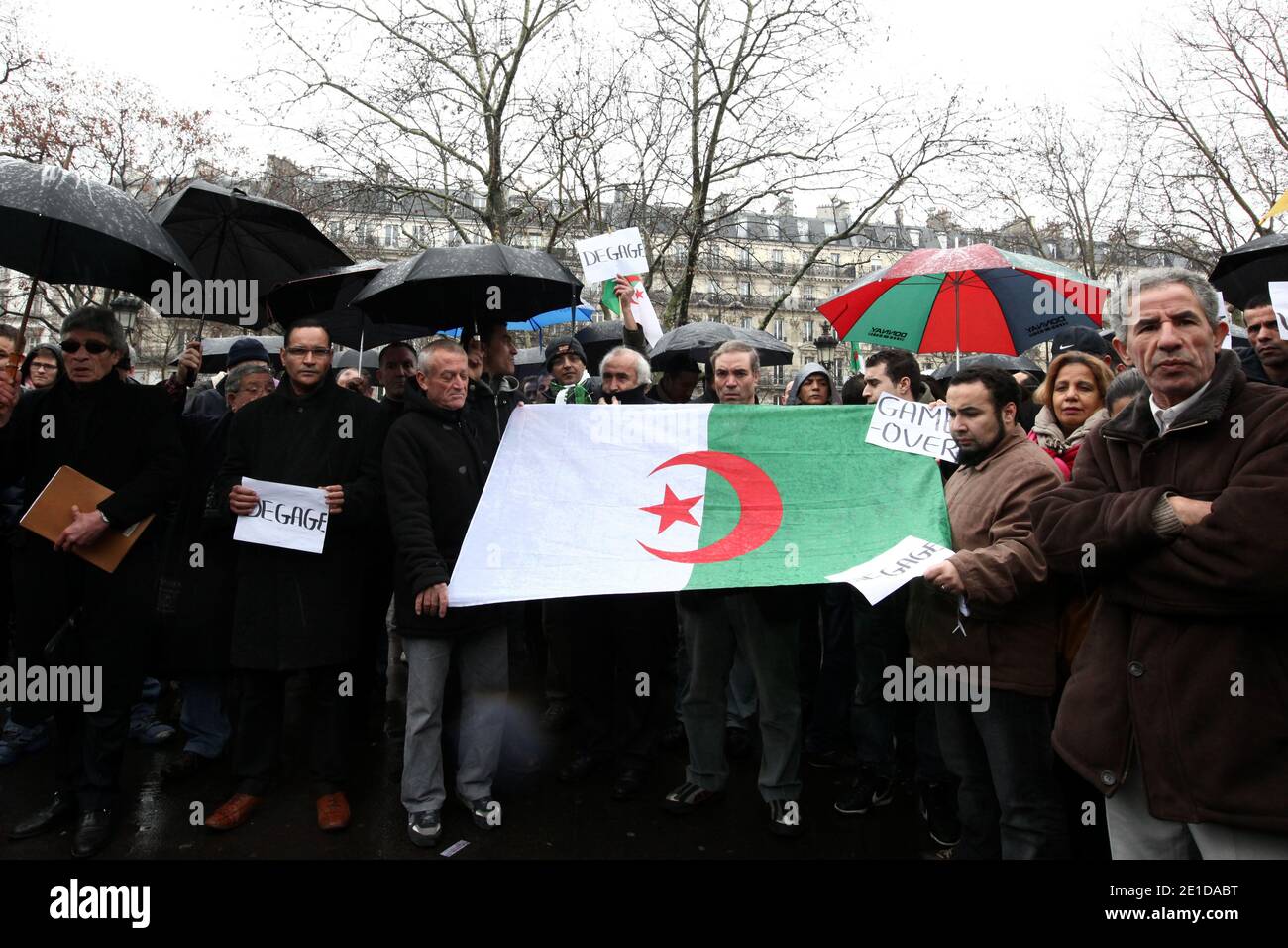 Gathering of support for the fight in Algeria for the change and the democracy in Paris, France, on February 19, 2011. Photo by Stephane Lemouton/ABACAPRESS.COM Stock Photo