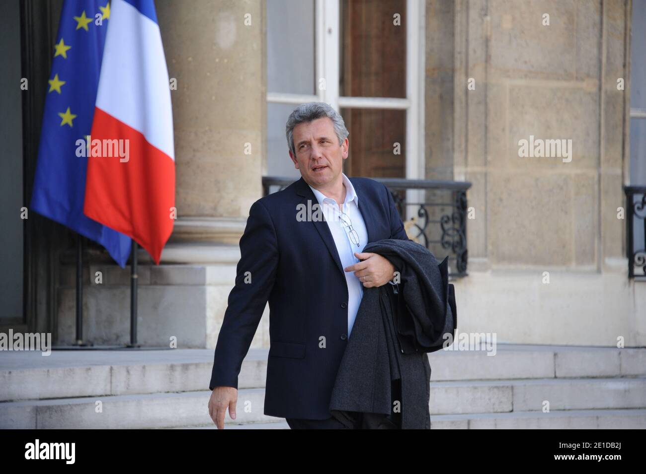 France national Handball coach Claude Onesta leaves the presidential Elysee Palace after a lunch with French President Nicolas Sarkozy , in Paris, France, on March 14, 2011. Photo by Mousse/ABACAPRESS.COM Stock Photo