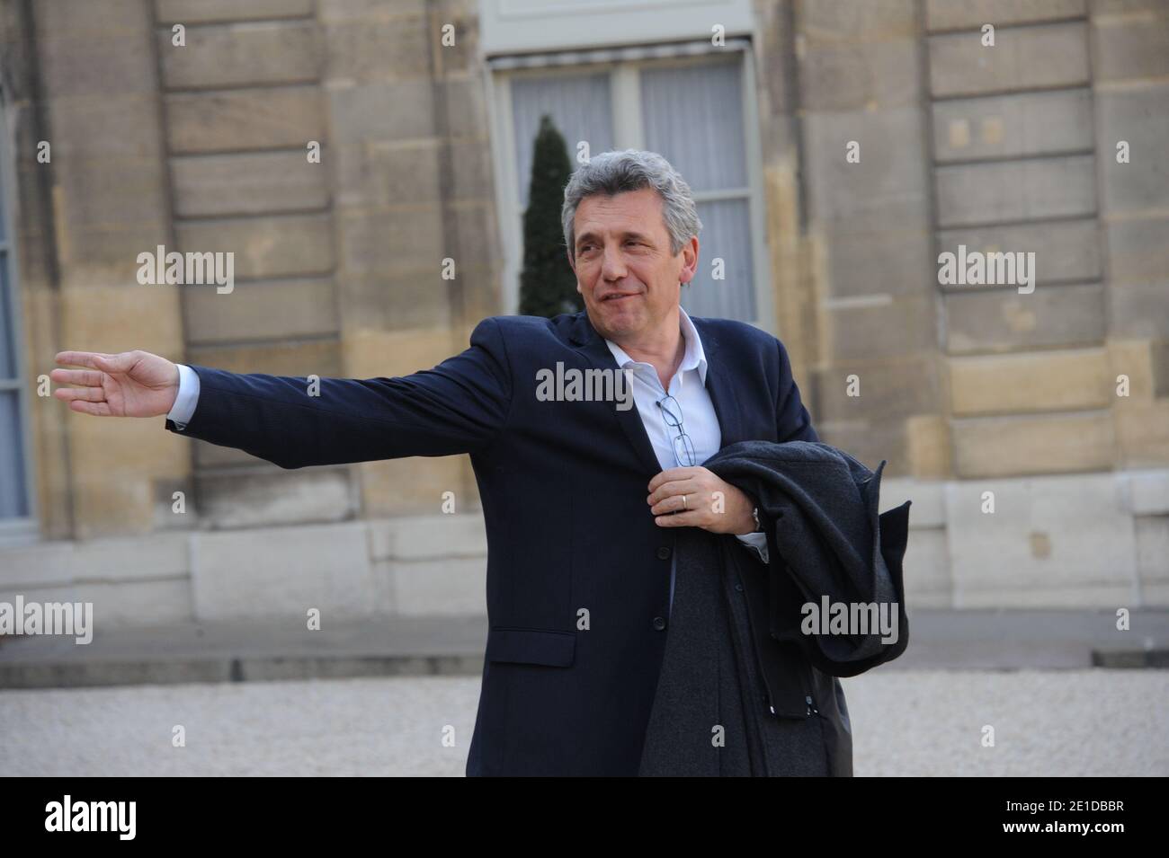 France national Handball coach Claude Onesta leaves the presidential Elysee Palace after a lunch with French President Nicolas Sarkozy , in Paris, France, on March 14, 2011. Photo by Mousse/ABACAPRESS.COM Stock Photo