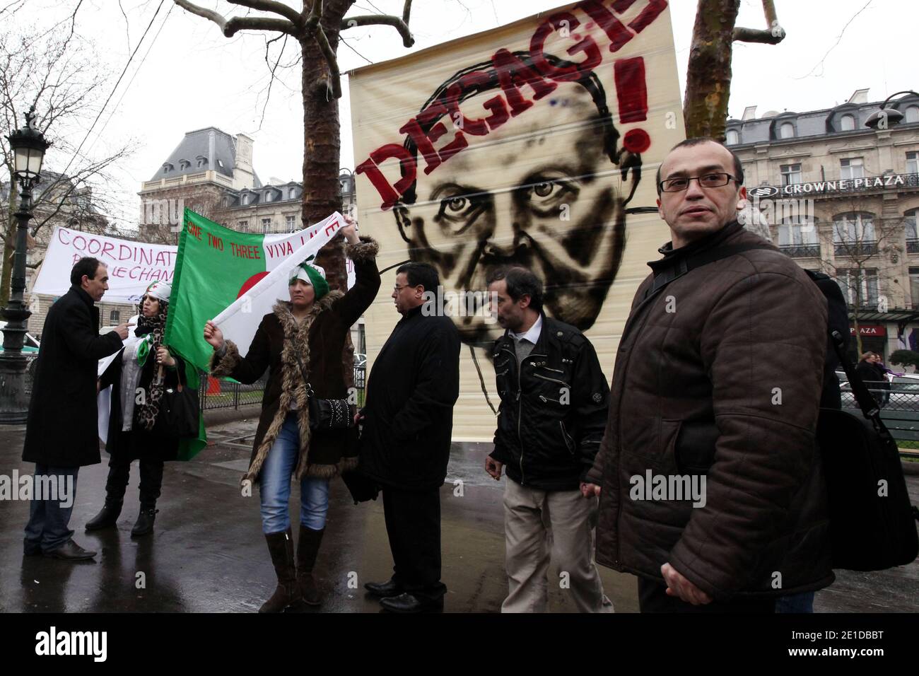 Gathering of support for the fight in Algeria for the change and the democracy in Paris, France, on February 19, 2011. Photo by Stephane Lemouton/ABACAPRESS.COM Stock Photo