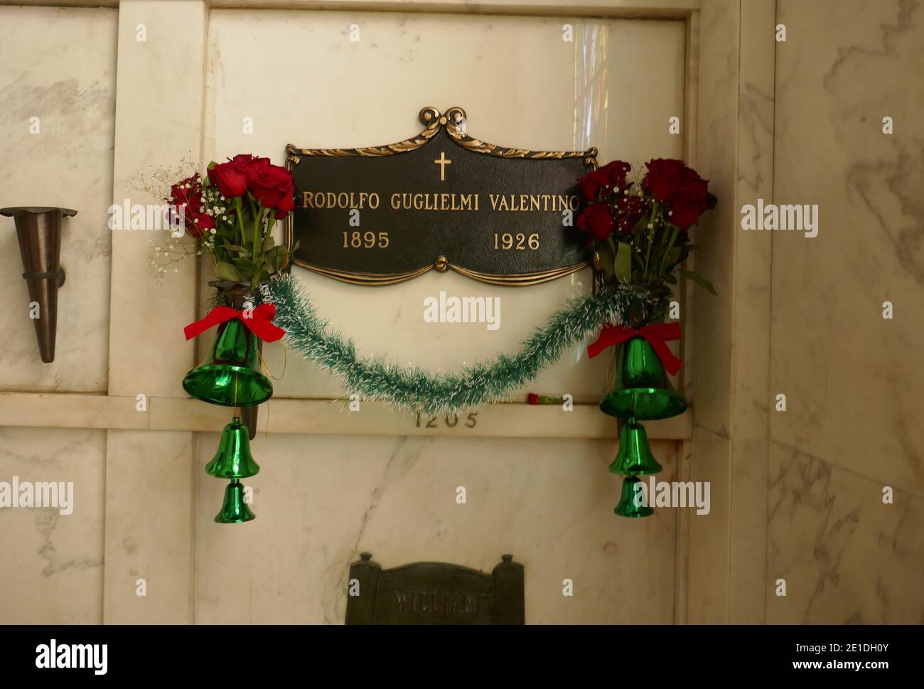 Los Angeles, California, USA 29th December 2020 A general view of  atmosphere of actor Rudolph Valentino's Grave in Cathedral Mausoleum at  Hollywood Forever Cemetery on December 29, 2020 in Los Angeles, California,