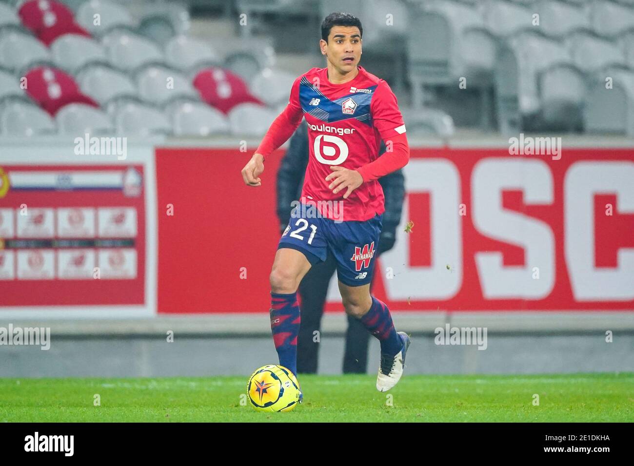 LILLE, FRANCE - JANUARY 6: Benjamin Andre of Lille OSC during the Ligue 1 match between Lille OSC and Angers SCO at Stade Pierre Mauroy on January 6, 2021 in Lille, France (Photo by Jeroen Meuwsen/BSR Agency/Alamy Live News)*** Local Caption *** Benjamin Andre Stock Photo