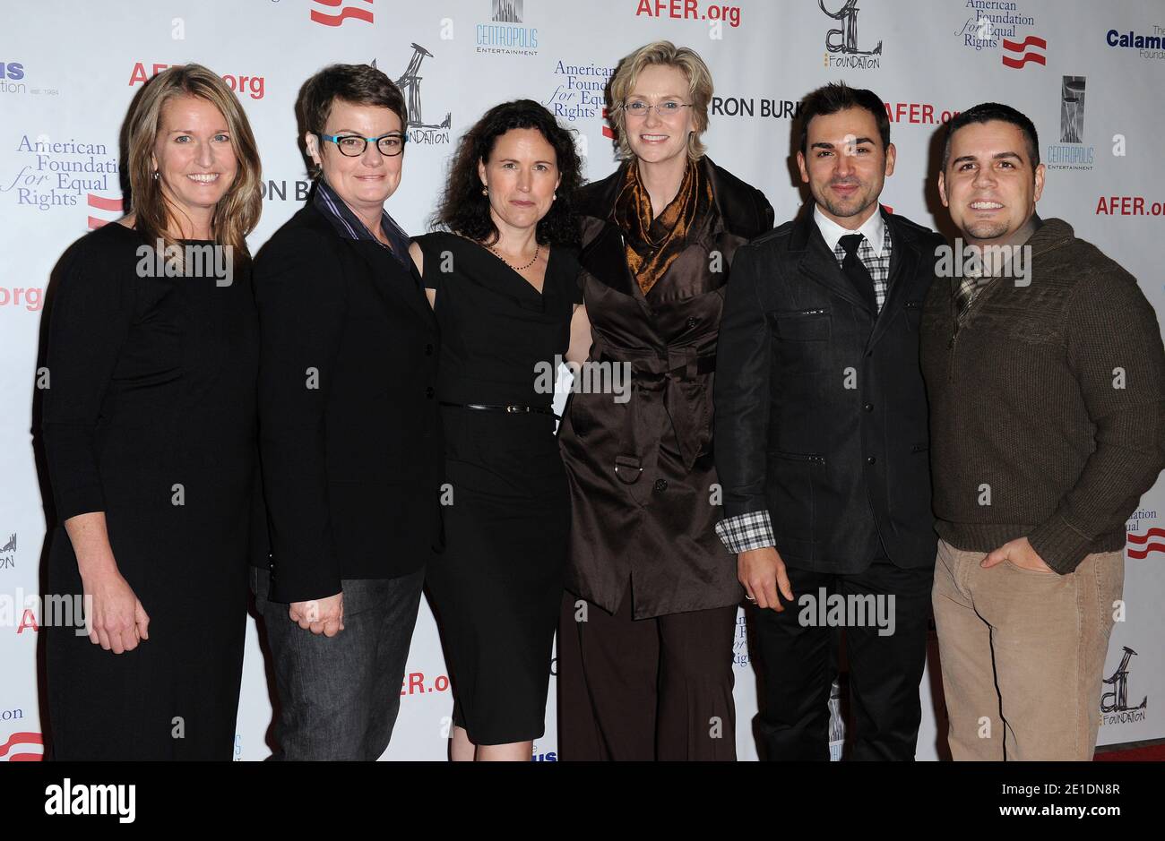 Plaintiffs Kris Perry & Sandy Stier and Paul Katami & Jeff Zarrillo with Jane Lynch attend Elton John's Private Benefit Concert for the American Foundation for Equal Rights at the Ron Burkle residence. American Foundation for Equal Rights (AFER), the sole sponsor of the federal court challenge to California?s Prop. 8, Perry v. Schwarzenegger. Los Angeles, January 19, 2011. Photo by Lionel Hahn/ABACAPRESS.COM Stock Photo