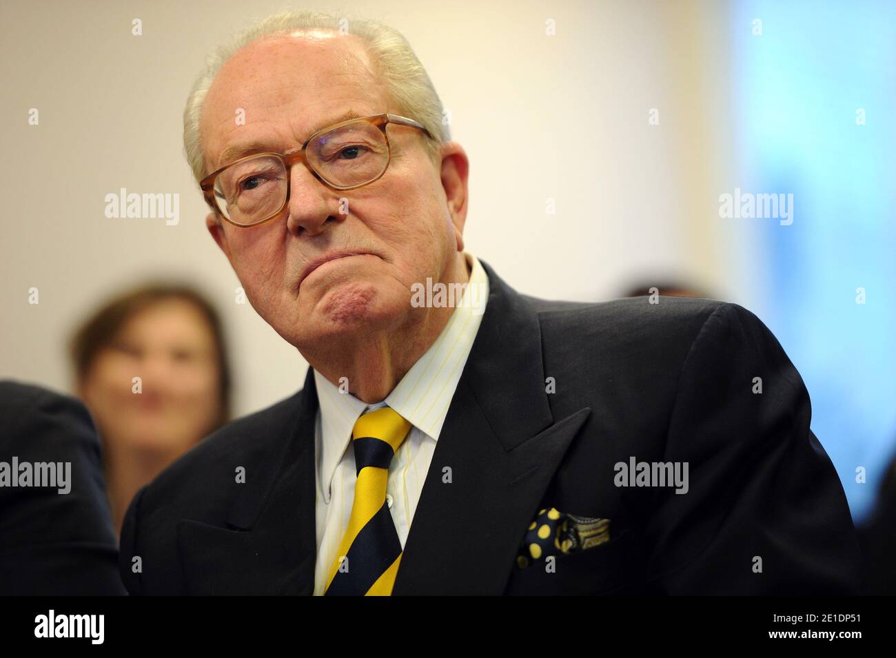 Jean-Marie Le Pen attends a press conference, in Nanterre, near Paris, France, on January 20, 2011. Photo by Nicolas Gouhier/ABACAPRESS.COM Stock Photo