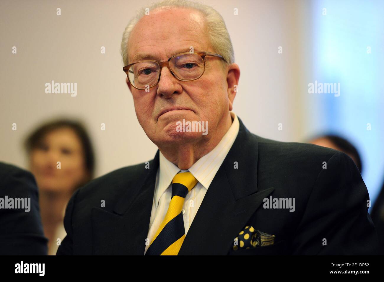 Jean-Marie Le Pen attends a press conference, in Nanterre, near Paris, France, on January 20, 2011. Photo by Nicolas Gouhier/ABACAPRESS.COM Stock Photo