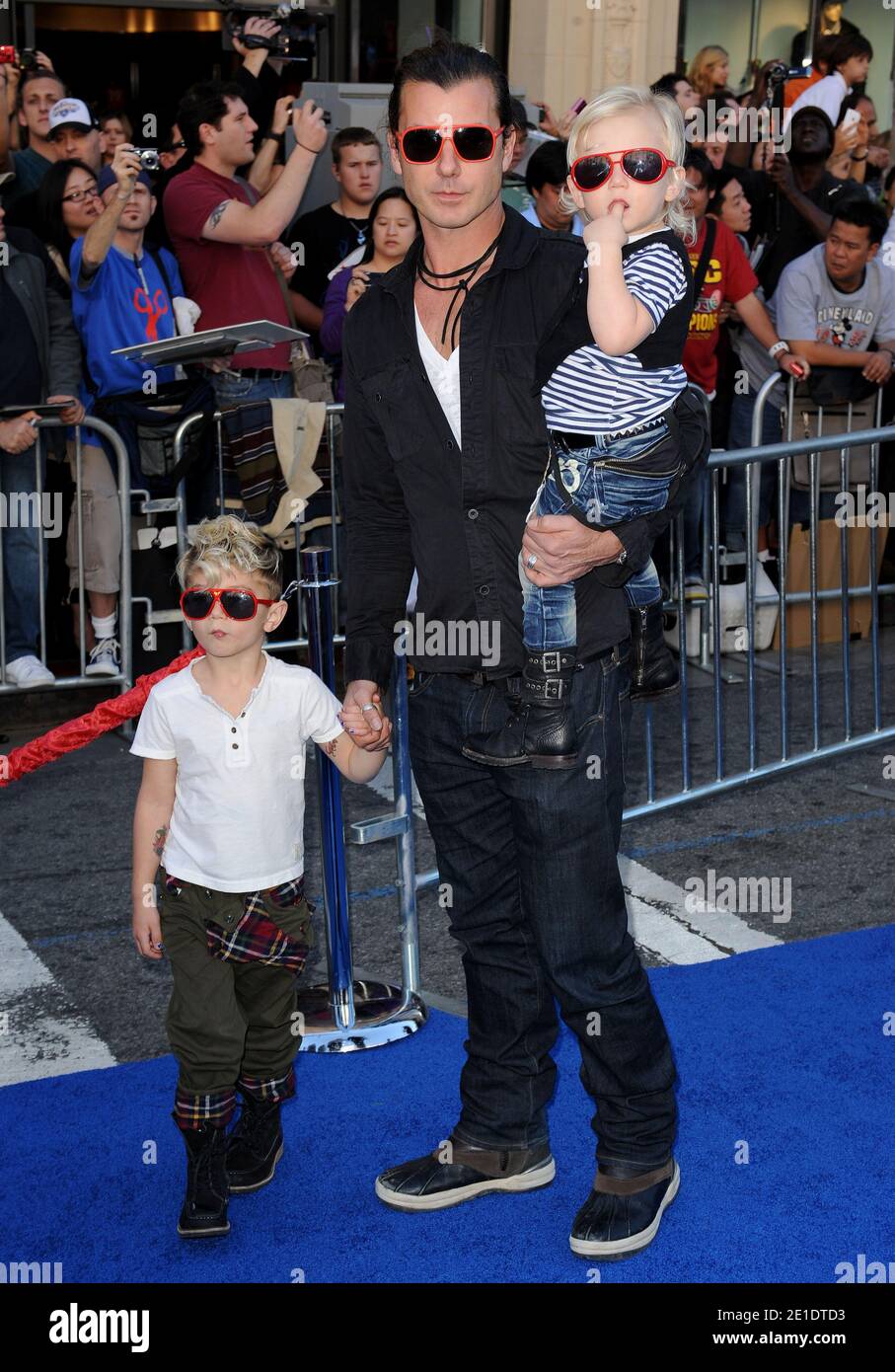 Gavin Rossdale and his kids Kingston and Zuma arriving for Touchstone Pictures's 'Gnomeo And Juliet' premiere at El Capitan Theatre in Los Angeles, CA, USA on January 23, 2011. Photo by Lionel Hahn/ABACAPRESS.COM Stock Photo