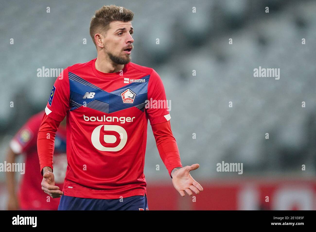 LILLE, FRANCE - JANUARY 6: Xeka of Lille OSC during the Ligue 1 match between Lille OSC and Angers SCO at Stade Pierre Mauroy on January 6, 2021 in Lille, France (Photo by Jeroen Meuwsen/BSR Agency/Alamy Live News)*** Local Caption *** Xeka Stock Photo