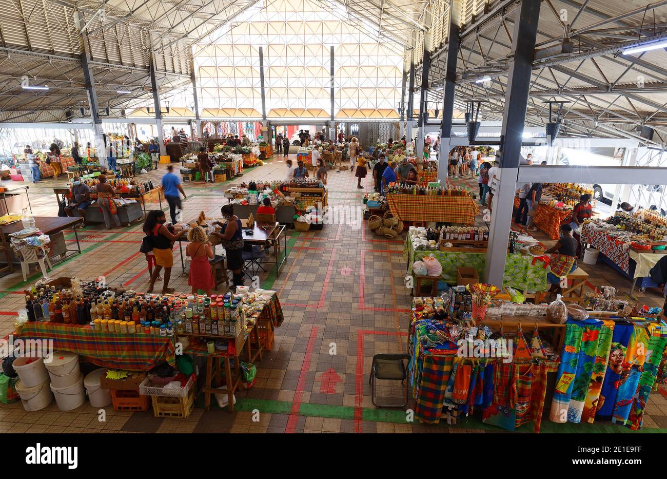 The picturesque covered market of Fort de France located in Fort de France centre, Martinique island, Lesser Antilles. Stock Photo