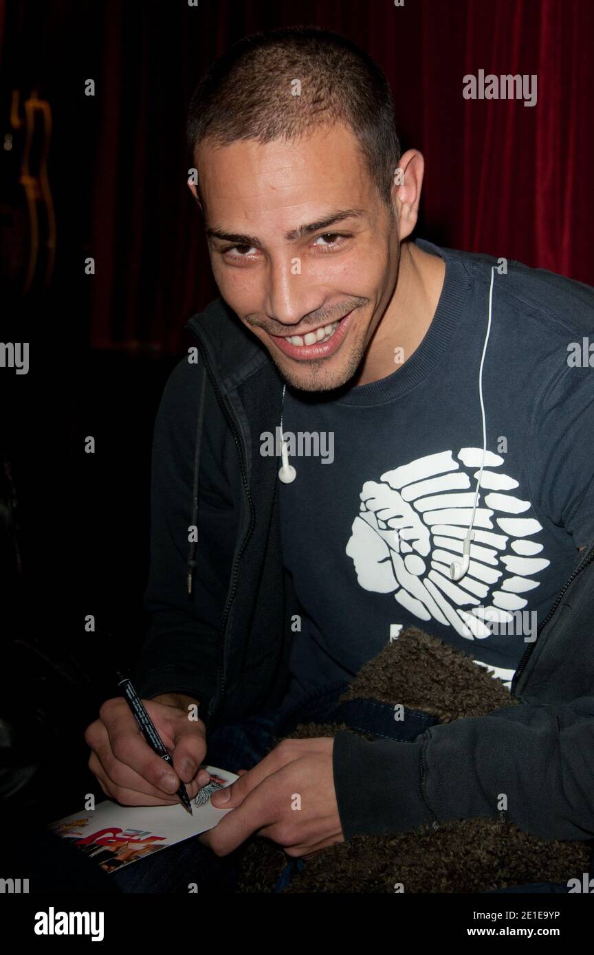 Steevy Boulet (Loft Story 1) from the TV show 'Les Anges de la  Tele-realite', organised by NRJ 12, during an exclusive signing session  held at the Hard Rock Cafe in Paris, France,