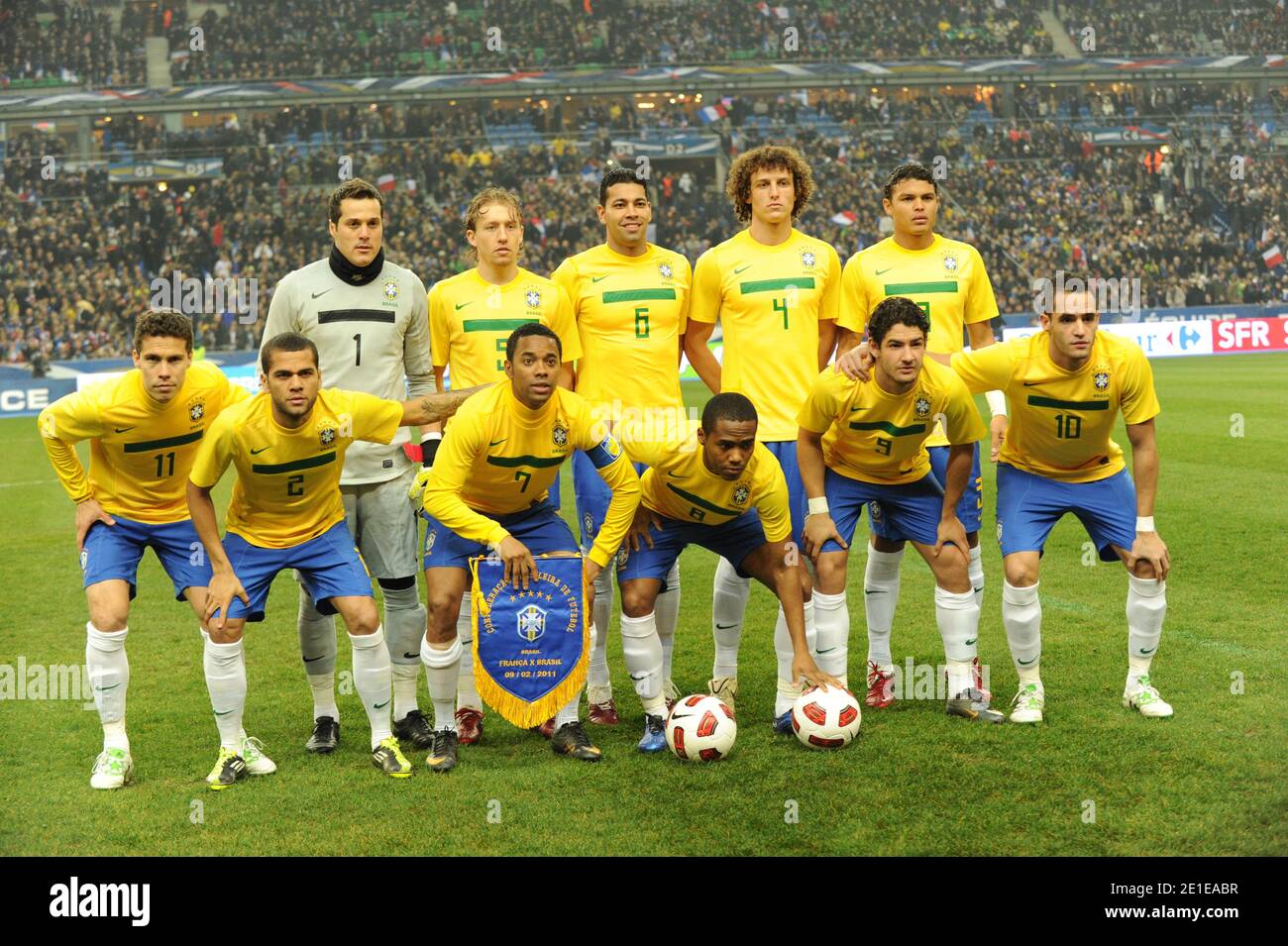 Brazil national football team during the International Friendly soccer match,  France vs Brazil at the Stade de France in Saint-Denis near Paris, France,  on February 9, 2011. France won 1-0. Photo by