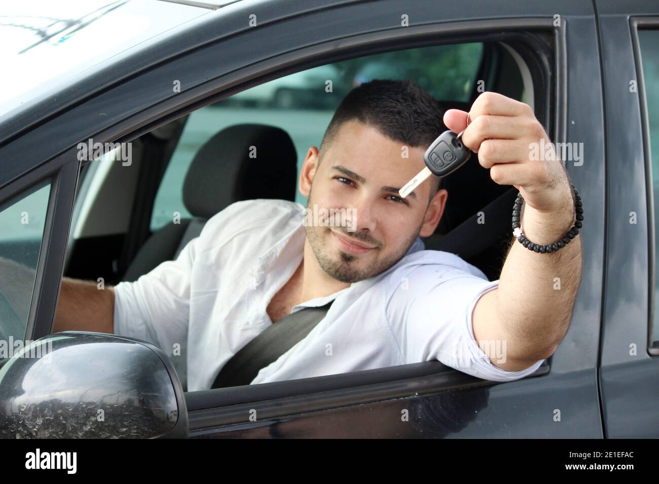 man driver beautiful happiness Stock Photo