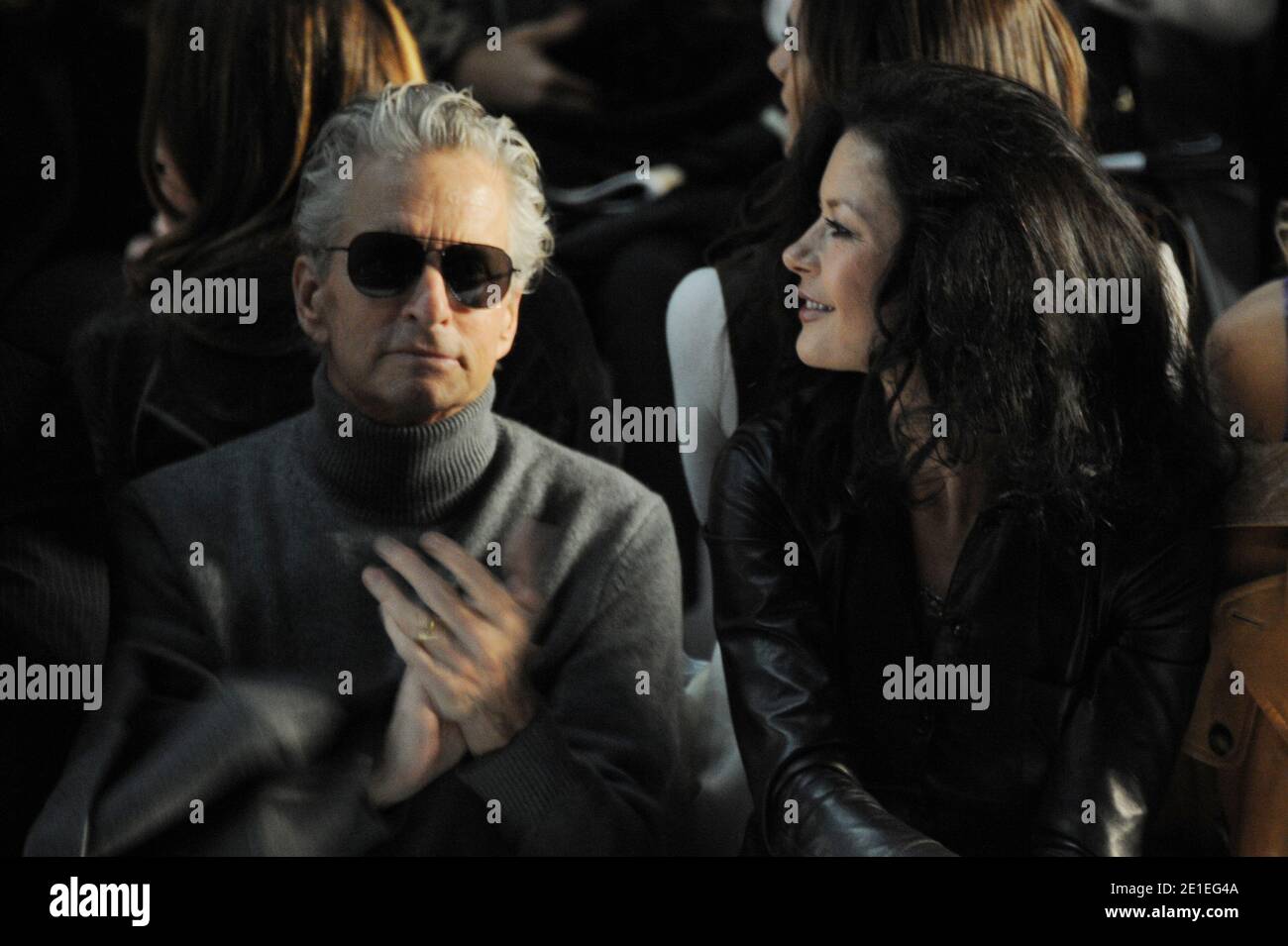 Michael Douglas and Catherine ZetaJones sit front row at the Michael(01)