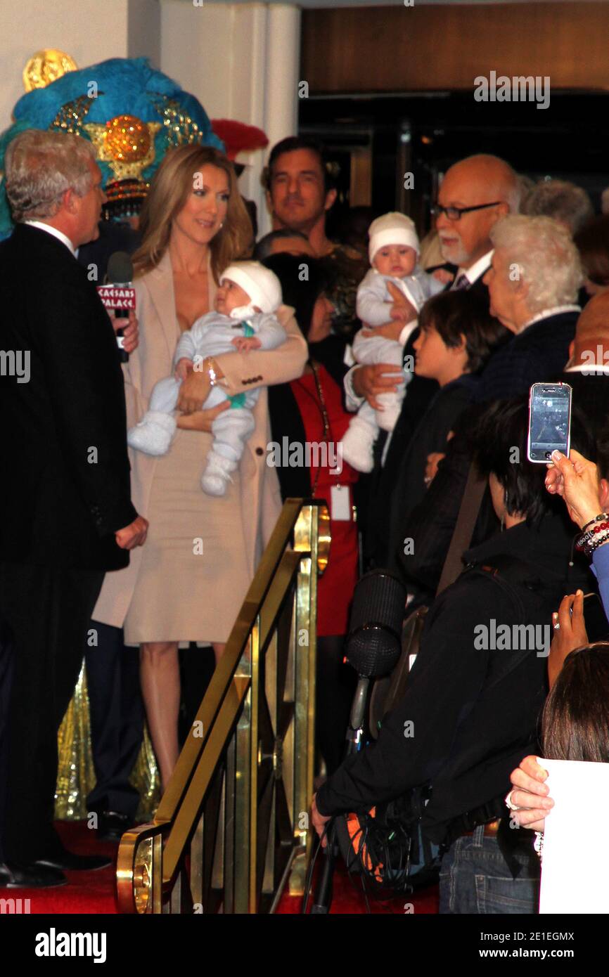 Caesars Palace Officially Welcomes Back Celine Dion For A Three Years Engagement in Las Vegas on February 16, 2011. Canadian singer came with her husband Rene Angelil, their son Rene-Charles and their two new born twins Nelson and Eddy. Photo by AJM/ABACAUSA.COM Stock Photo