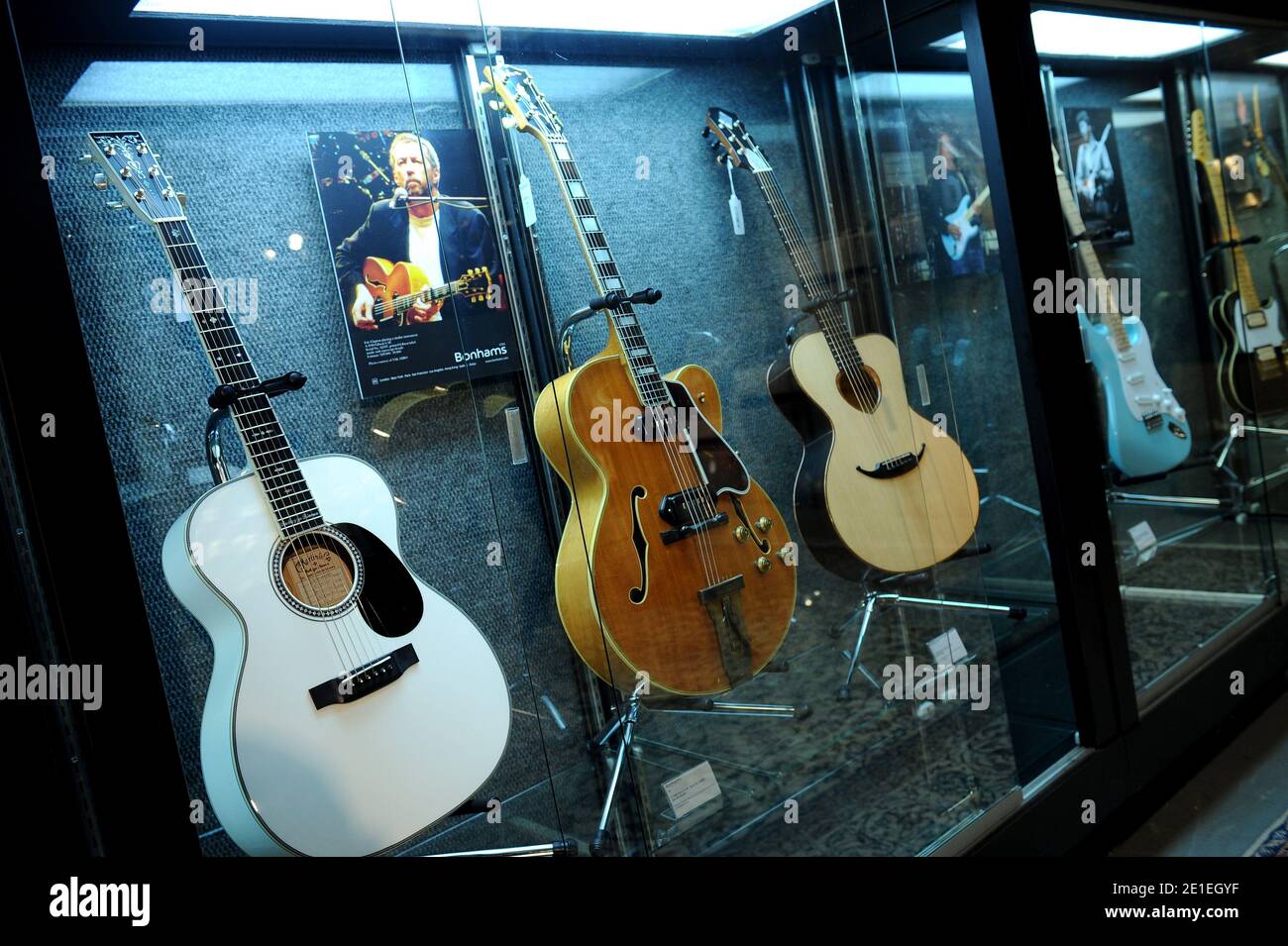 Auction of Eric Clapton's guitars and amps to benefit the Crossroads  Center. Item 15 : A 2004 Martin 000-ECHF Bellezza Bianca Item 74 : A 1948  Gibson L-5P, $20,000/$30,000. Item 14 :