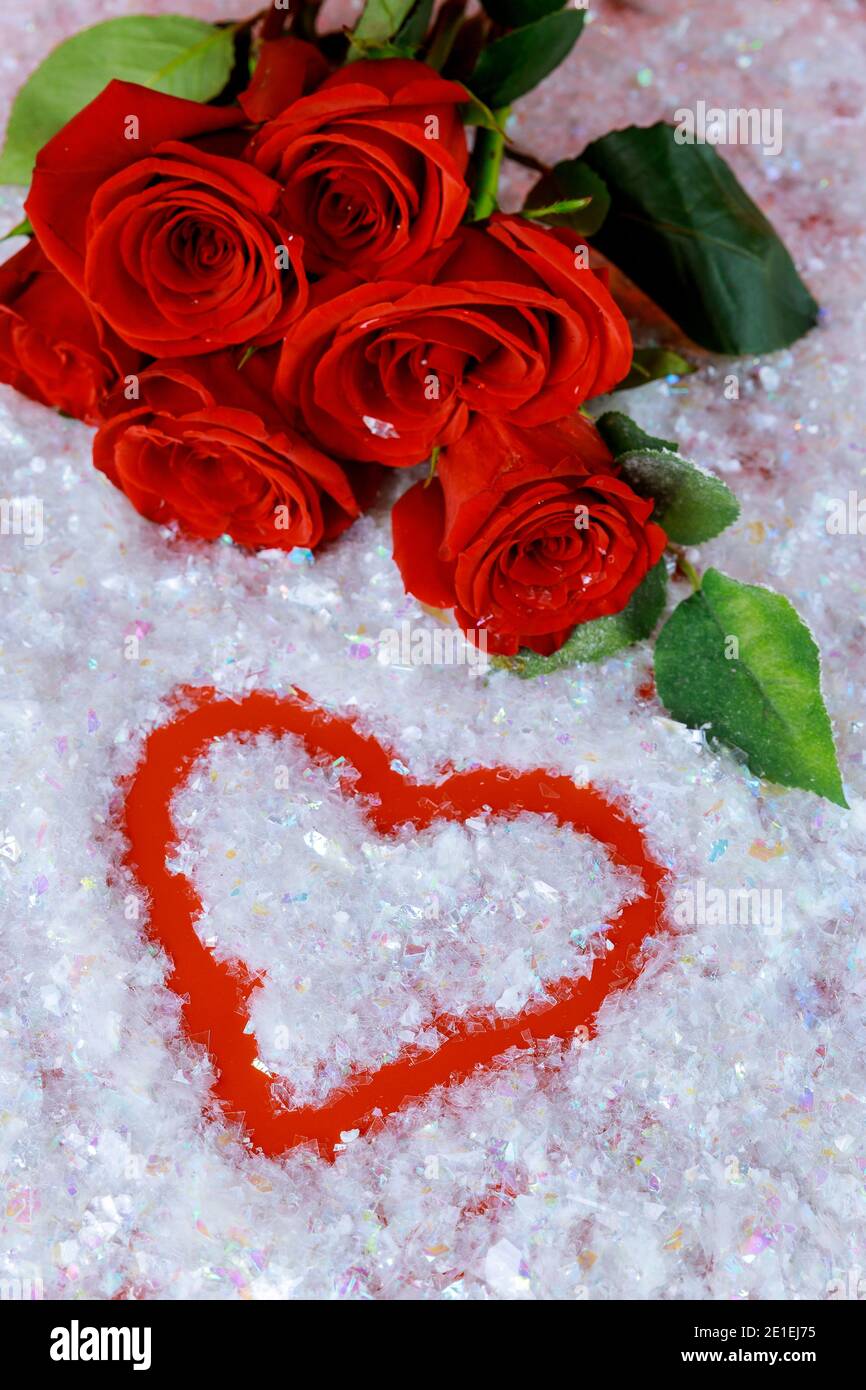 Beautiful red roses with heart shape on white background. Mothers ...
