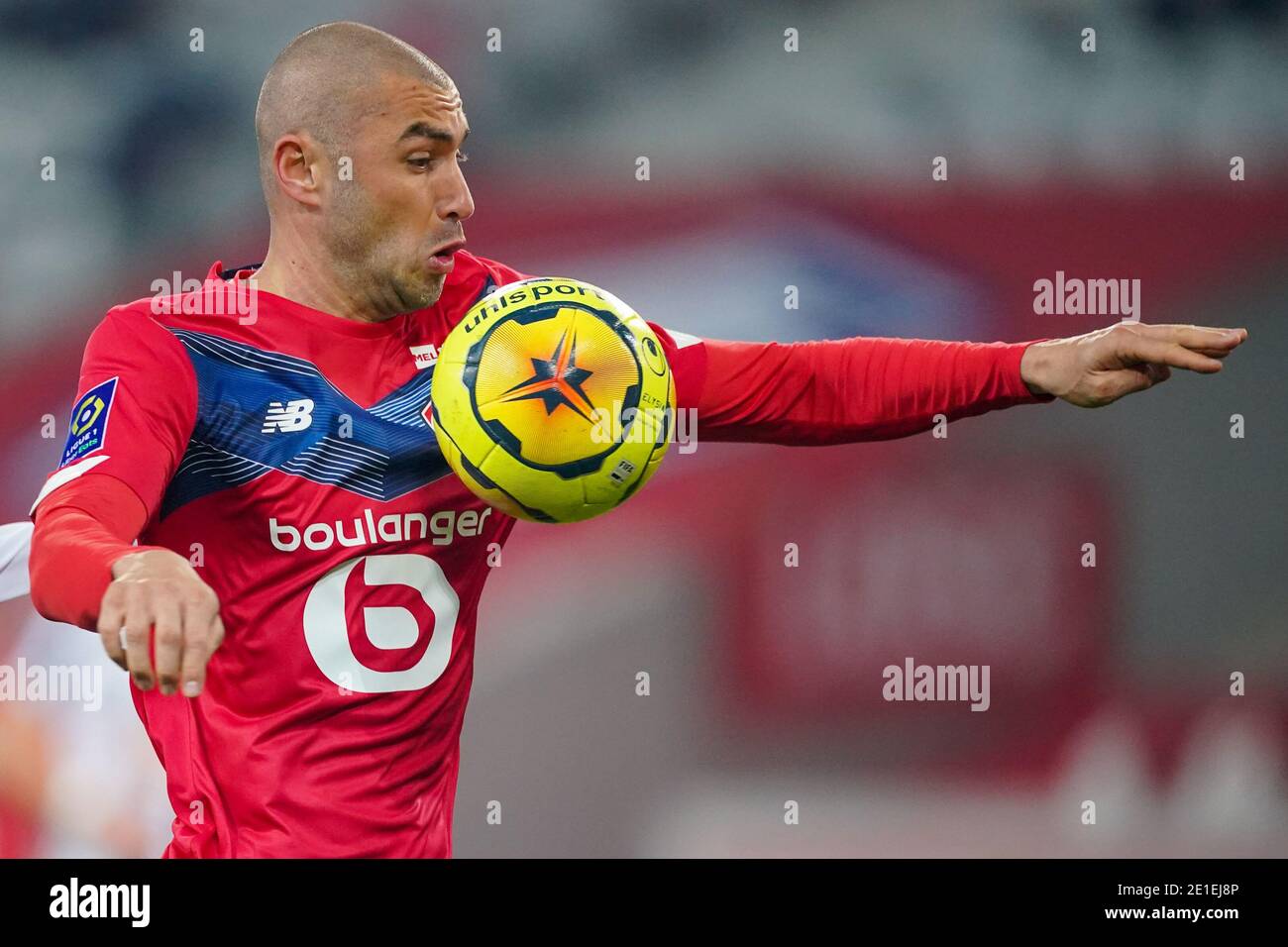 LILLE, FRANCE - JANUARY 6: Burak Yilmaz of Lille OSC during the Ligue 1 match between Lille OSC and Angers SCO at Stade Pierre Mauroy on January 6, 2021 in Lille, France (Photo by Jeroen Meuwsen/BSR Agency/Alamy Live News)*** Local Caption *** Burak Yilmaz Stock Photo