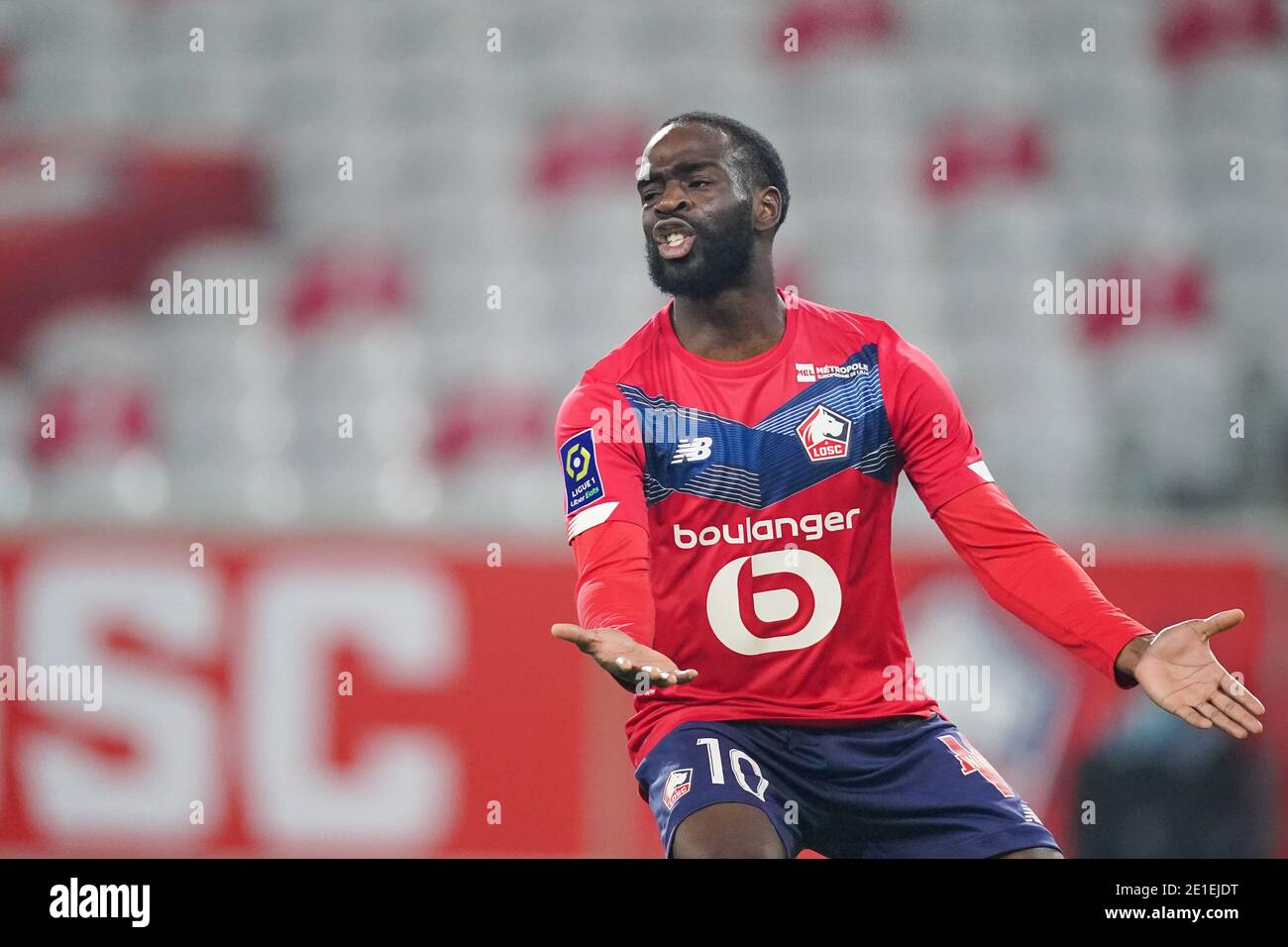 LILLE, FRANCE - JANUARY 6: Jonathan Ikone of Lille OSC during the Ligue 1 match between Lille OSC and Angers SCO at Stade Pierre Mauroy on January 6, 2021 in Lille, France (Photo by Jeroen Meuwsen/BSR Agency/Alamy Live News)*** Local Caption *** Jonathan Ikone Stock Photo