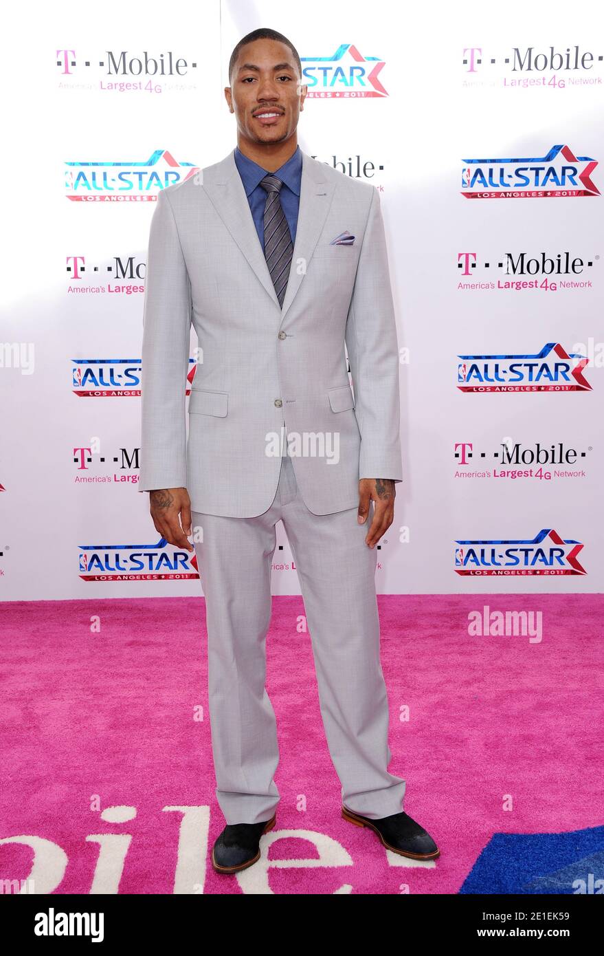 Derrick Rose arriving at the 2011 NBA All-Star Game held at the Staples  Center downtown Los Angeles, February 20, 2011. Photo by Lionel  Hahn/AbacaUsa.com Stock Photo - Alamy