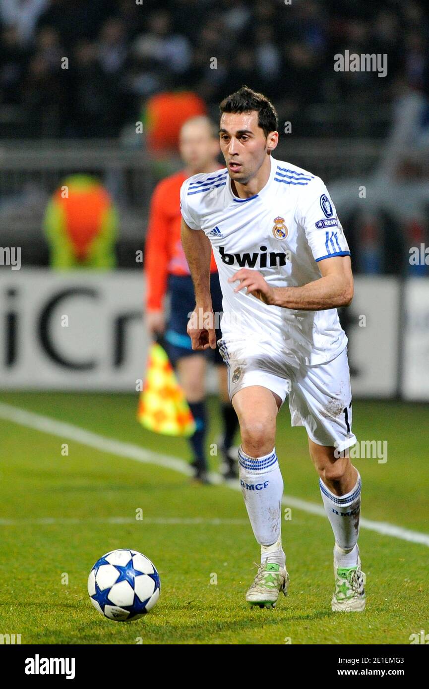 Alvaro Arbeloa of Real Madrid during the Champions League match between Olympique Lyonnais and Real Madrid CF at Stade Gerland on February 22, 2011 in Lyon, France. Photo by Stephane Reix/ABACAPRESS.COM Stock Photo