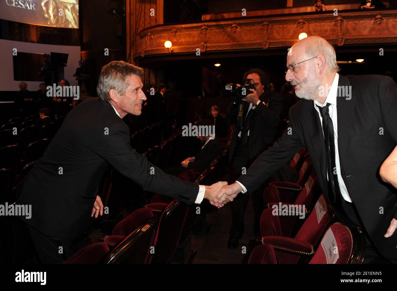 Jacques Gamblin and Bertrand Blier during the 36th Cesar Film Awards ceremony held at the Theatre du Chatelet in Paris, France on February 25, 2011. Photo by Nicolas Gouhier/ABACAPRESS.COM Stock Photo