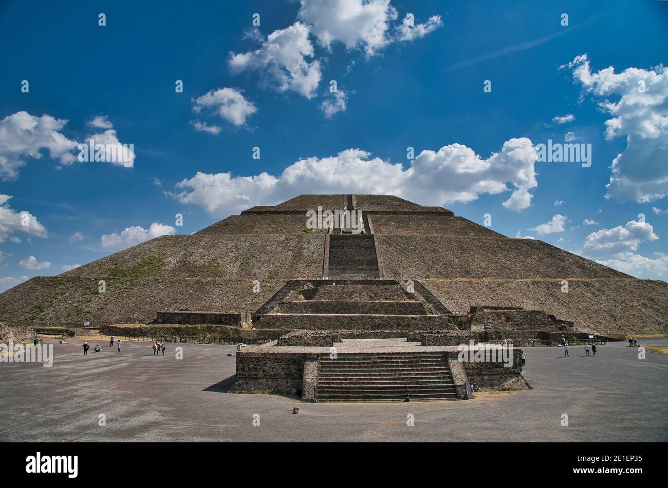 Ancient maya ruin pyramid of the moon in Teotihuacan (Mexico) with no people Stock Photo