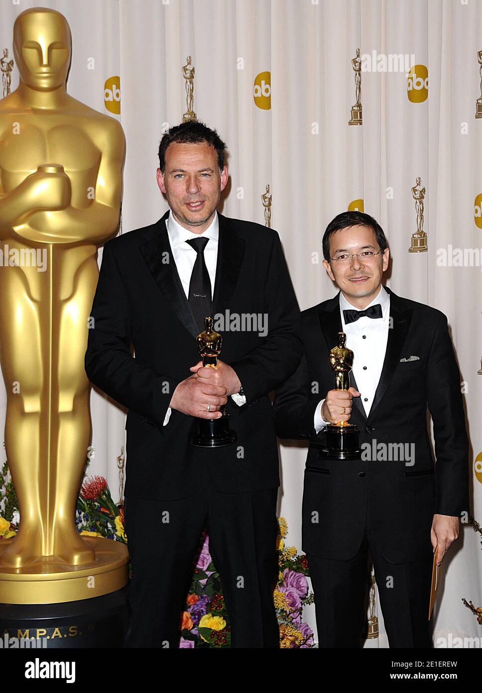Academy award winners Shaun Tan (right) and Andrew Ruhemann (left) pose ...