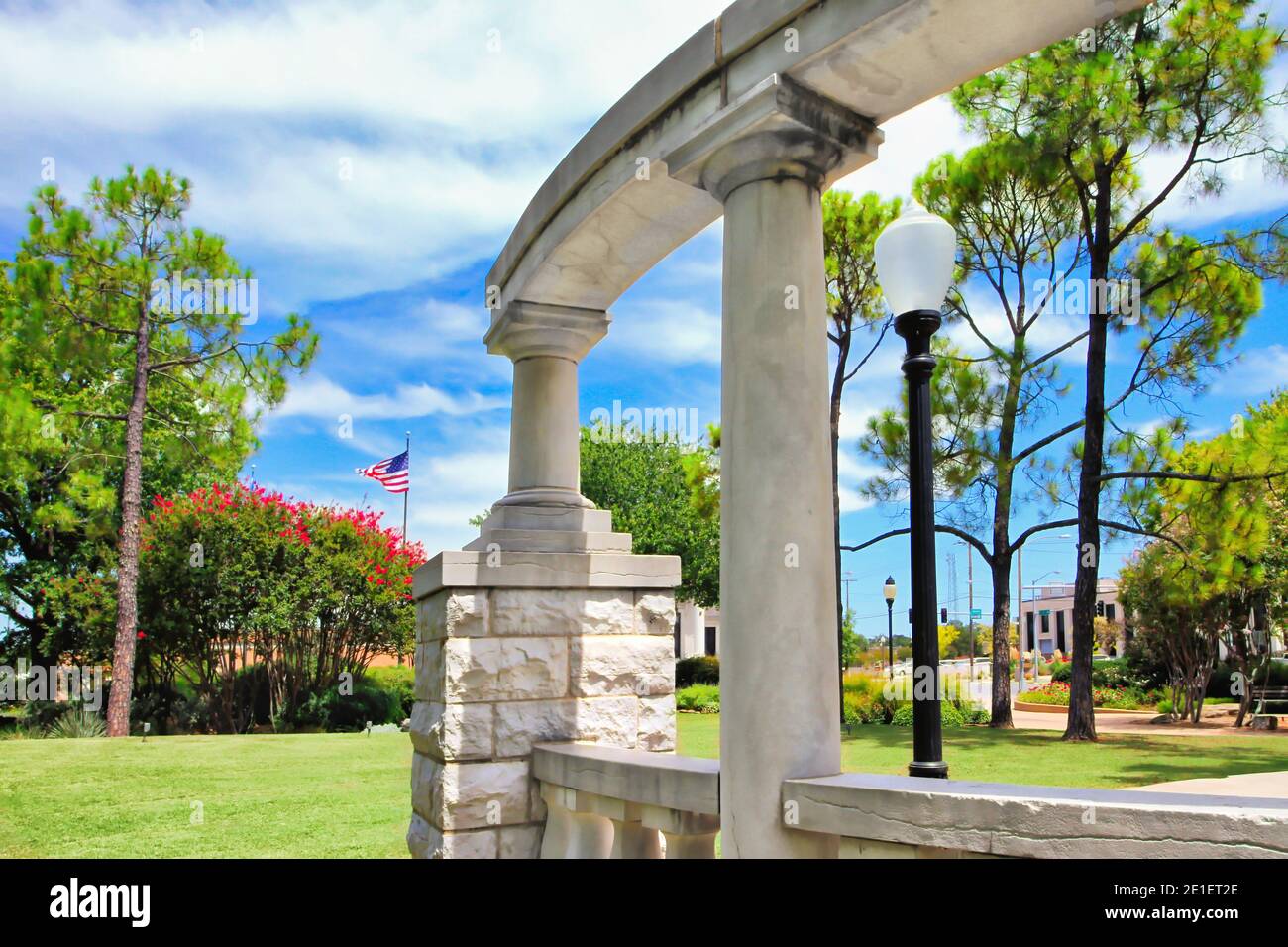 Central Park Bandstand in Ardmore Oklahoma was built in 1928 and is on the National Register of Historic Places. Stock Photo