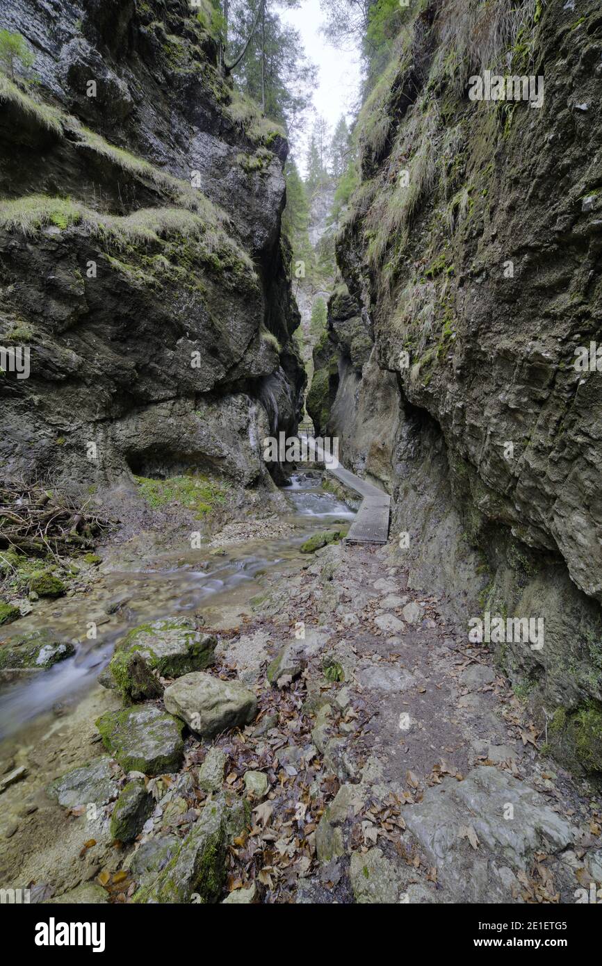 Stone formations in Janosik Canyon (Janosikove diery) near Terchova, Slovakia Stock Photo