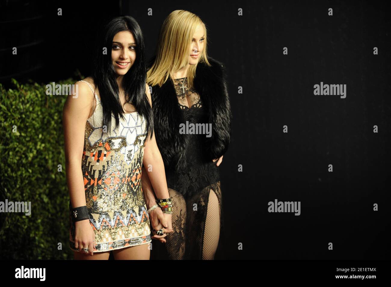 Madonna and Lourdes Leon arrive at the Vanity Fair Oscar party hosted by Graydon Carter held at Sunset Tower in West Hollywood, Los Angeles, CA, USA on February 27, 2011. Photo by Mehdi Taamallah/ABACAPRESS.COM Stock Photo