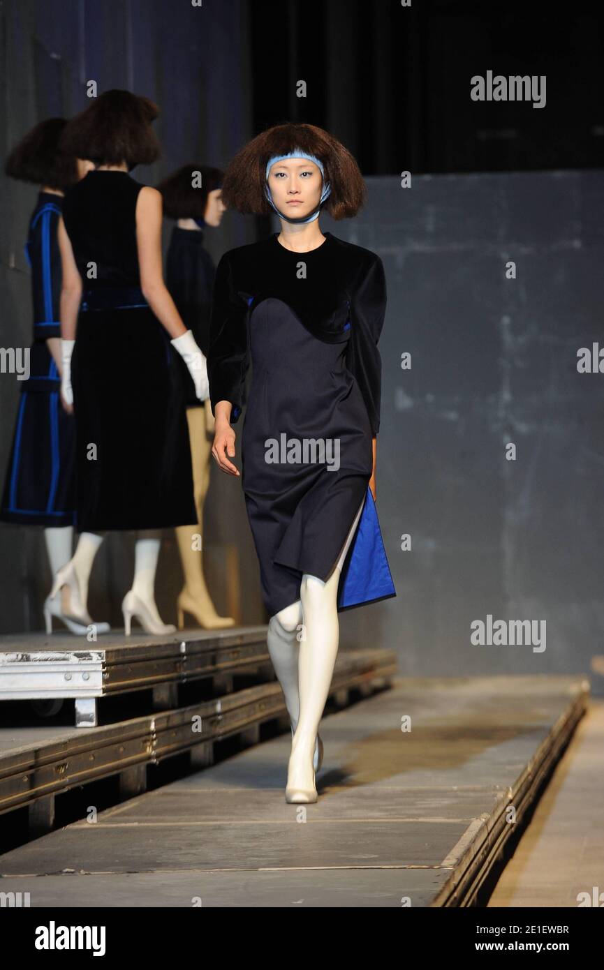 A model displays a creation designed by Brook Taylor and Nana Aganovich for Aganovich Fall-Winter 2011/2012 Ready-to-Wear collection show held at Palais de Tokyo in Paris, France on March 1, 2011. Photo by A Nicolas Briquet/ABACAPRESS.COM Stock Photo